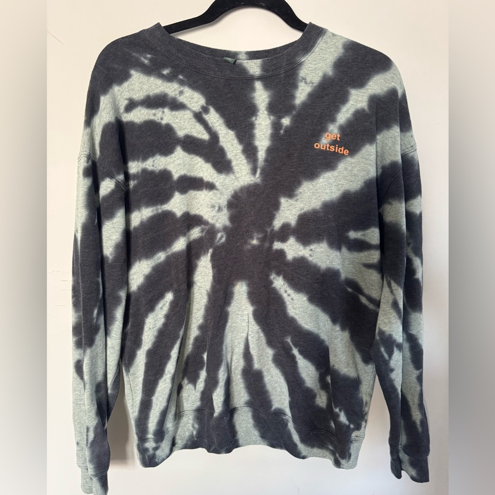 Wild Fable tie-dye crewneck sweatshirt featuring the phrase "get outside"